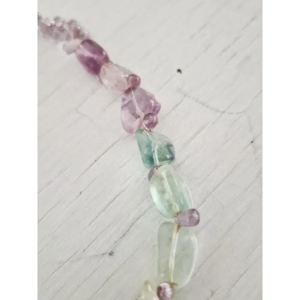 Beaded Multi Stone Purple and Blue Glass Necklace